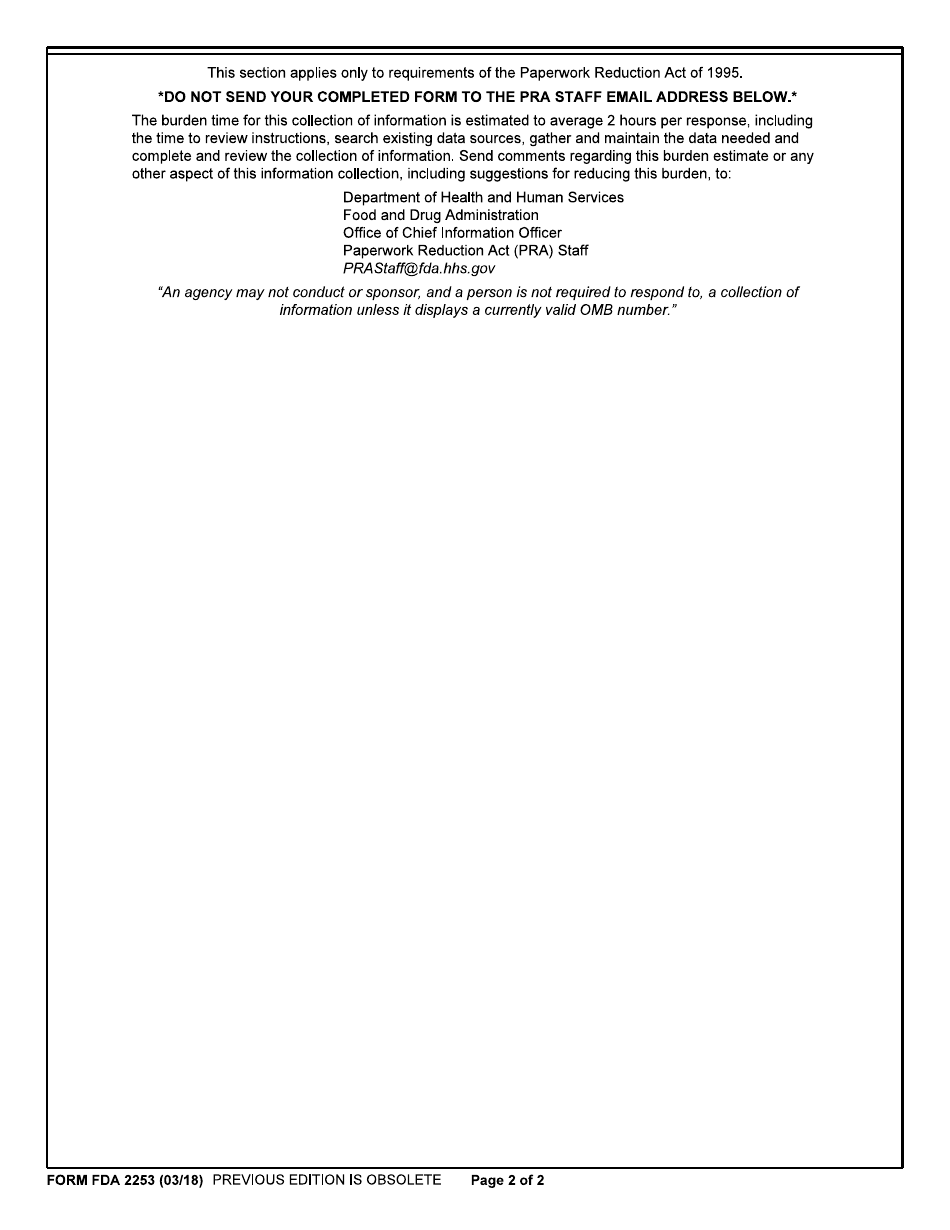 Form FDA2253 - Fill Out, Sign Online And Download Fillable PDF ...