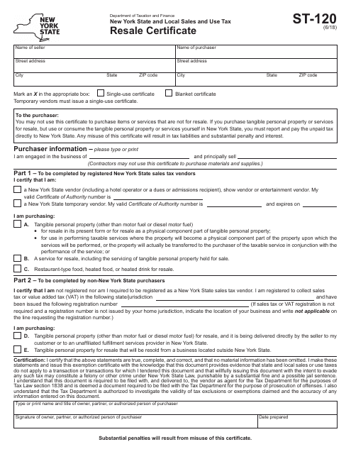 Form ST 120 Fill Out Sign Online and Download Fillable PDF New York