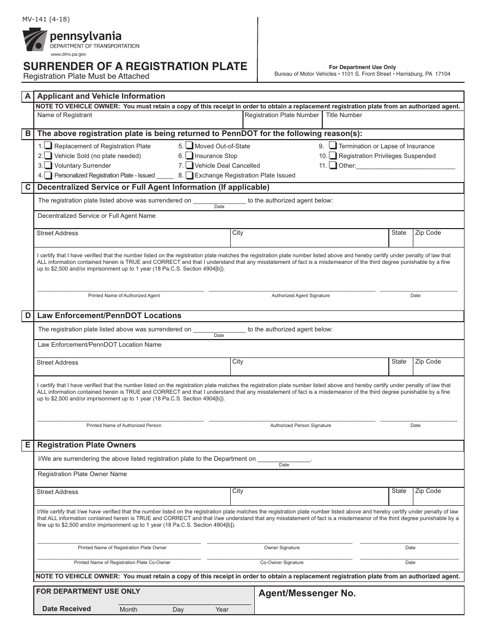 Form Mv 141 Fill Out Sign Online And Download Fillable Pdf
