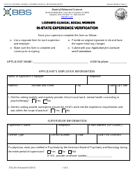 Document preview: Form 37A-201 Licensed Clinical Social Worker - in-State Experience Verification - California