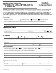 Document preview: Form MNR-NAT Medical Necessity Form for Nonemergency Ambulance/Wheelchair Van Transportation - Massachusetts
