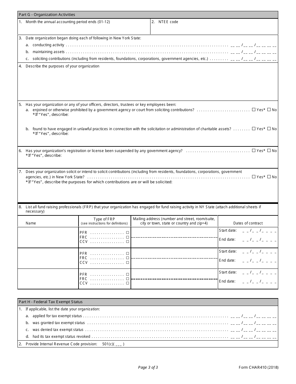 Form CHAR410 - Fill Out, Sign Online and Download Printable PDF, New ...