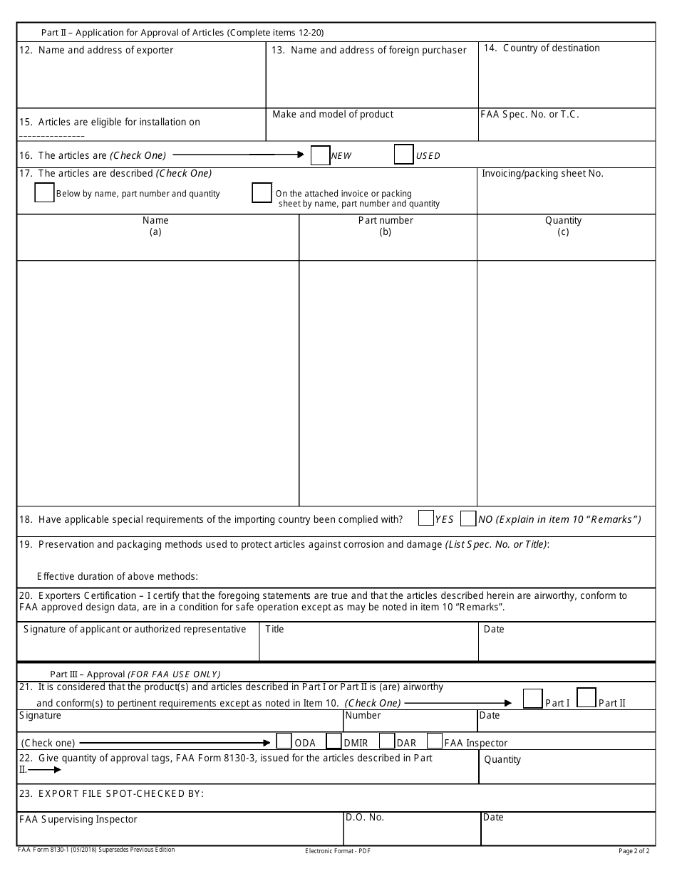 Faa Form 8130 1 Fill Out Sign Online And Download Fillable Pdf Templateroller 4708