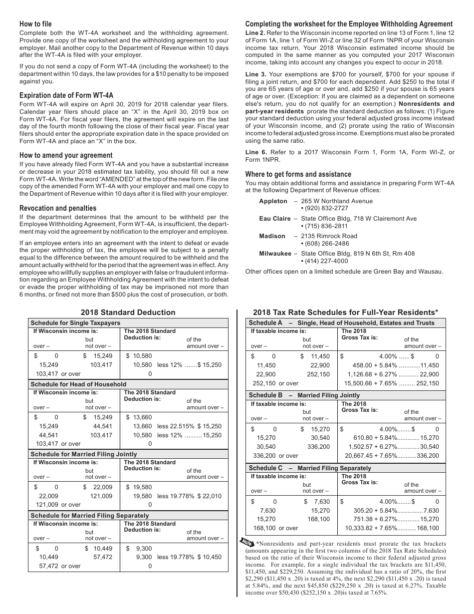 Form WT-4A - 2018 - Fill Out, Sign Online And Download Printable PDF ...