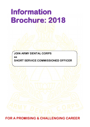 &quot;Application Form for Grant of Short Service Commission in Army Dental Corps&quot; - India, 2018