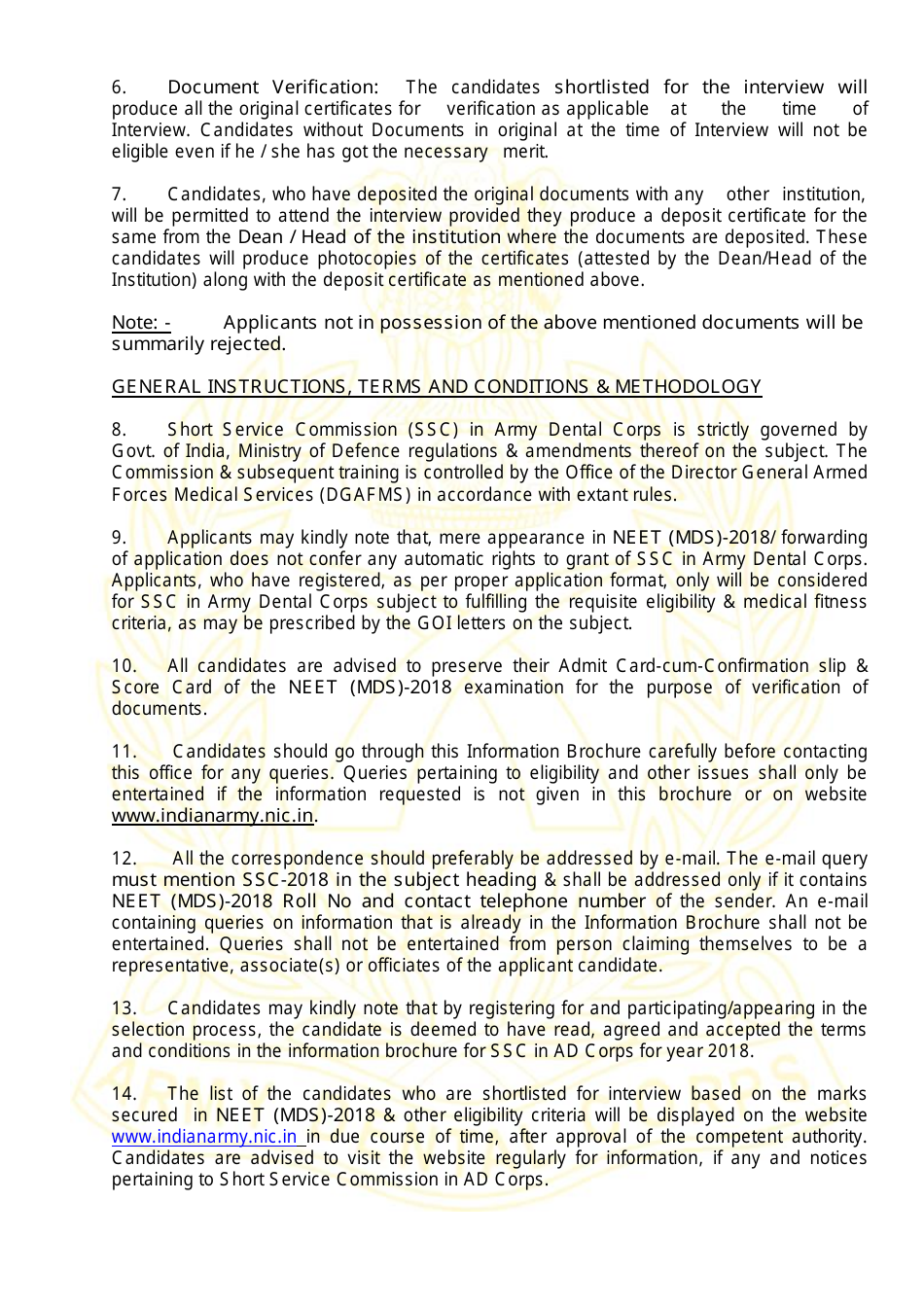 Application Form for Grant of Short Service Commission in Army Dental Corps - India, Page 5