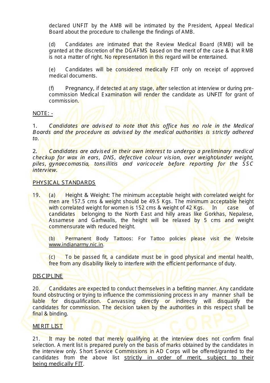 Application Form for Grant of Short Service Commission in Army Dental Corps - India, Page 7