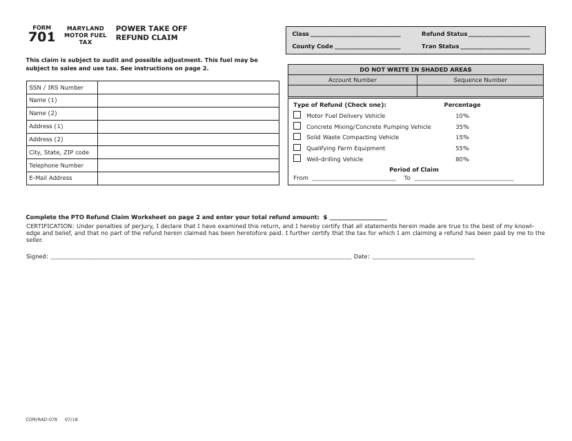 Form 701 Fill Out Sign Online And Download Fillable PDF Maryland Templateroller