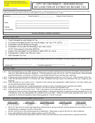 Document preview: Individual Declaration of Estimated Income Tax - City of Cincinnati, Ohio, 2018