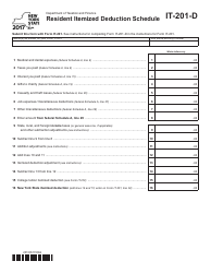 Document preview: Form IT-201-D Resident Itemized Deduction Schedule - New York