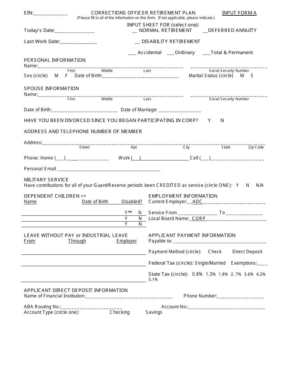 INPUT Form A - Fill Out, Sign Online and Download Printable PDF ...