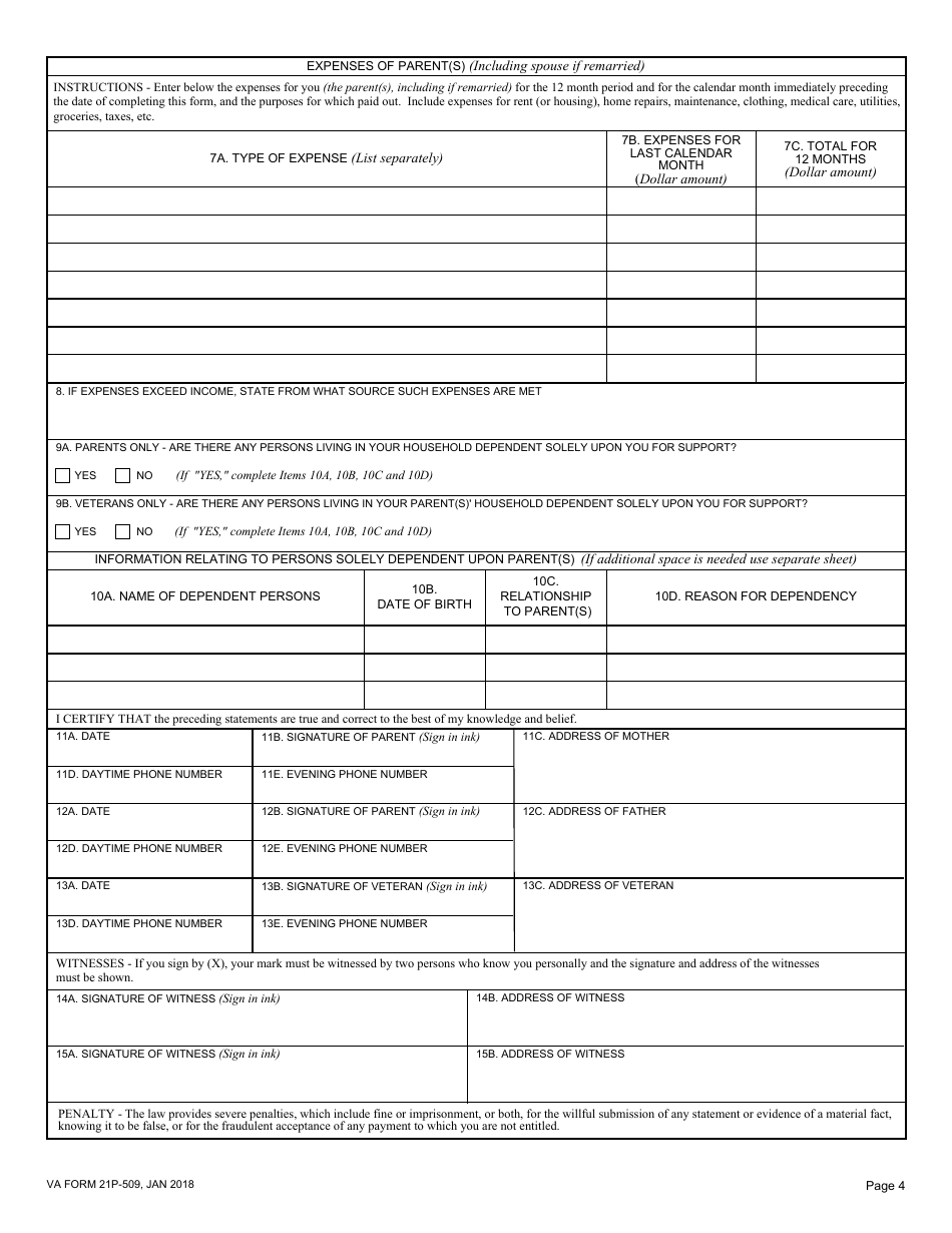 Va Form 21p 509 Fill Out Sign Online And Download Fillable Pdf Templateroller