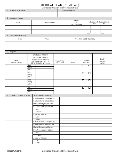 Form ICS206 WF Medical Plan