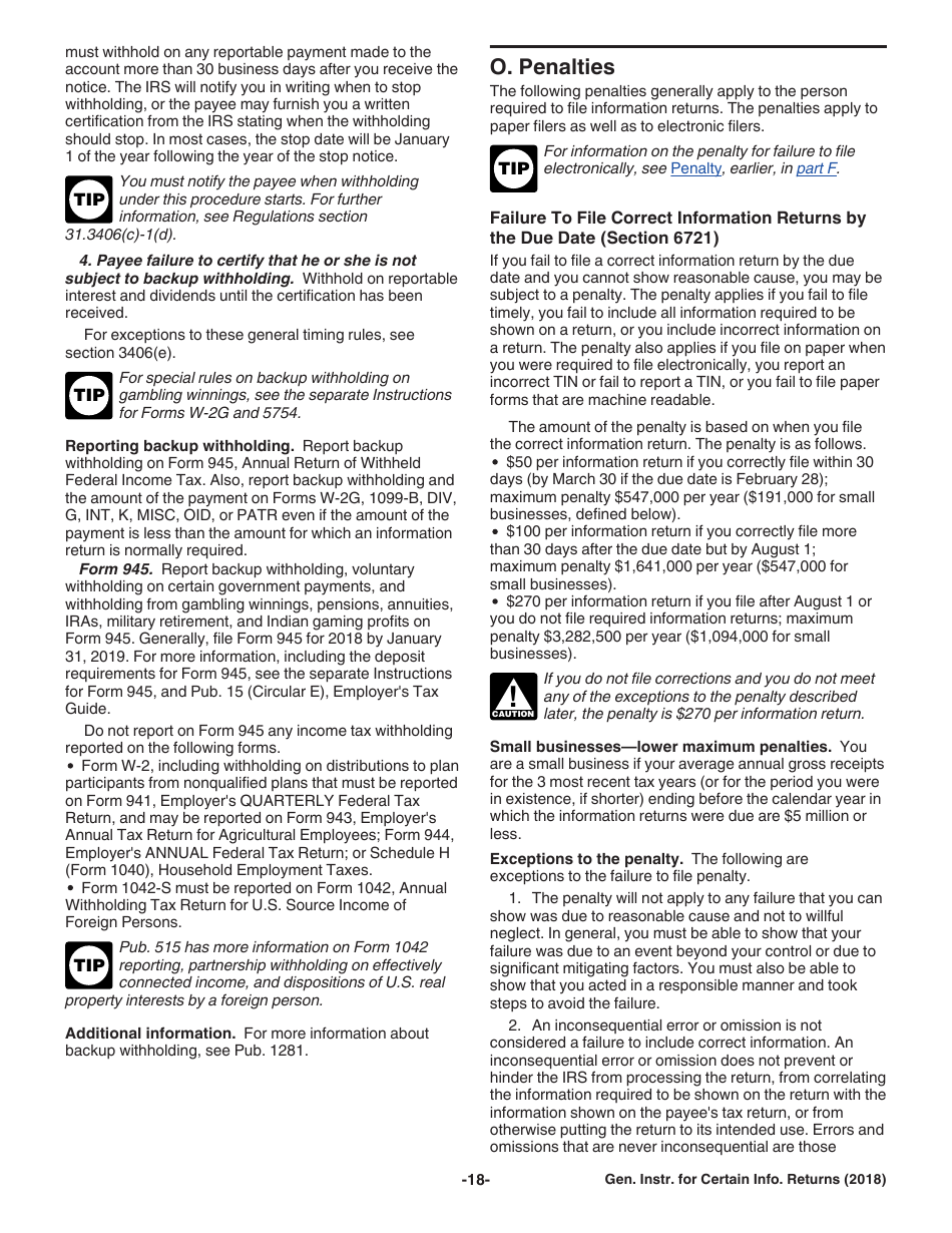 Instructions for IRS Form 1096, 1097, 1098, 1099, 3921, 3922, 5498, W-2G Certain Information Returns, Page 18