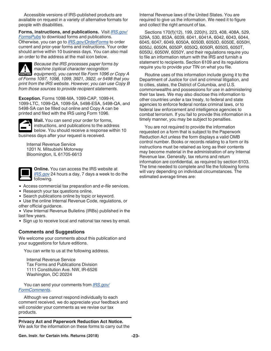 Instructions for IRS Form 1096, 1097, 1098, 1099, 3921, 3922, 5498, W-2G Certain Information Returns, Page 23