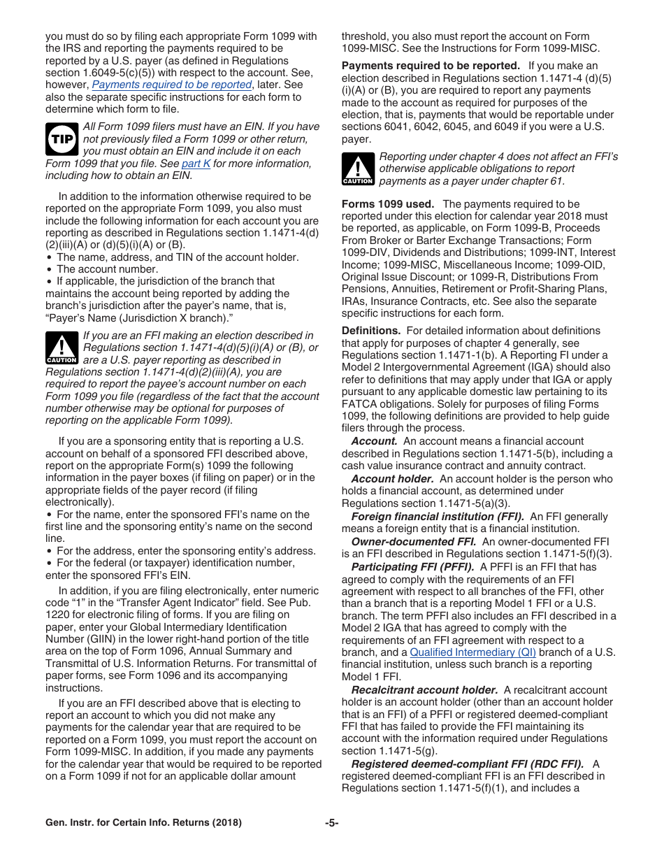 Instructions for IRS Form 1096, 1097, 1098, 1099, 3921, 3922, 5498, W-2G Certain Information Returns, Page 5