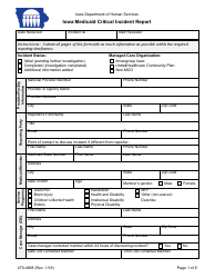 Document preview: Form 470-4698 Iowa Medicaid Critical Incident Report - Iowa