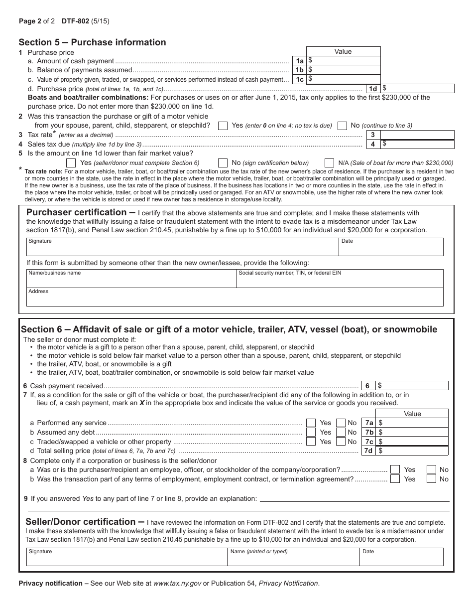 Form DTF 802 Fill Out Sign Online And Download Printable PDF New 
