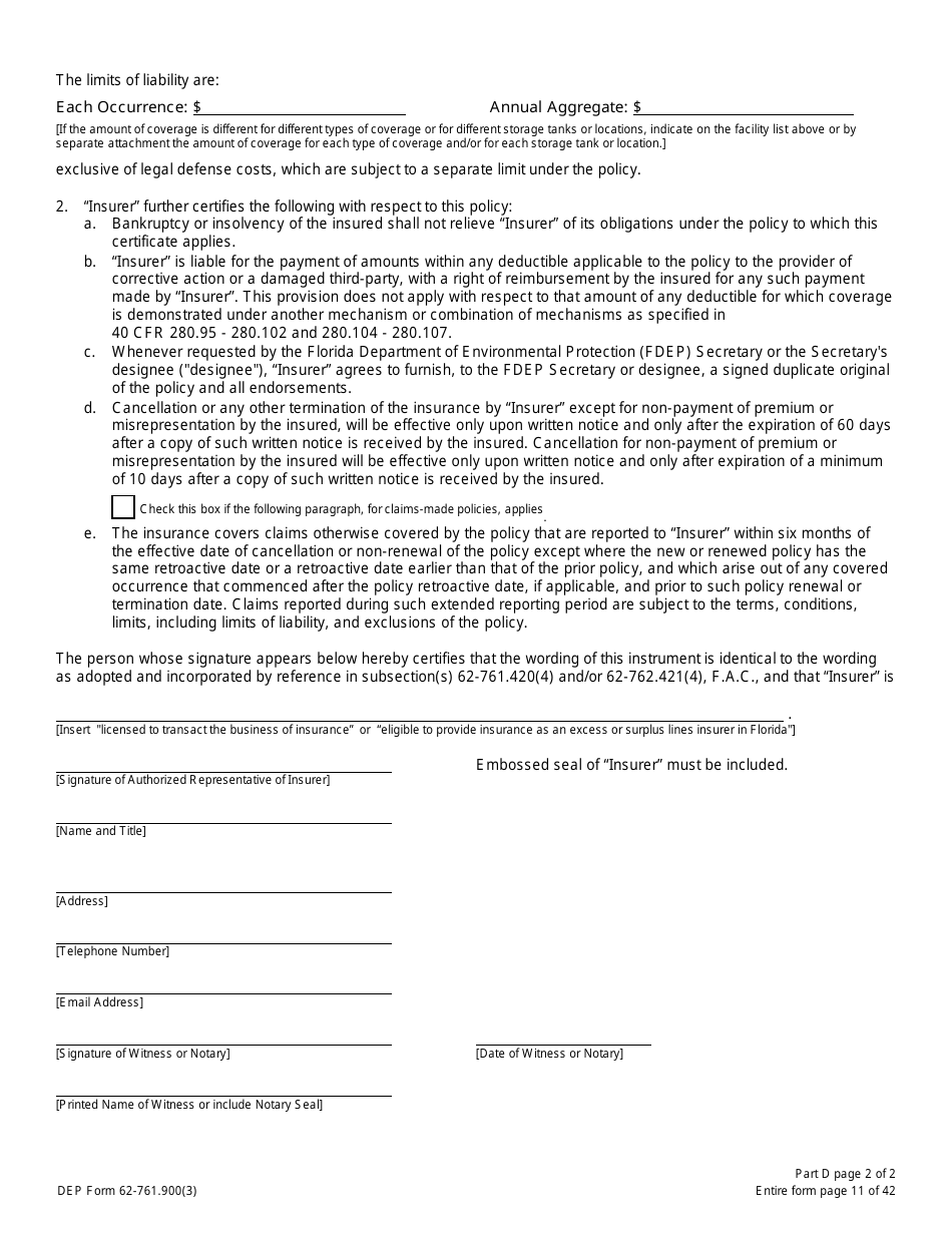 DEP Form 62-761.900(3) - Fill Out, Sign Online and Download Fillable ...