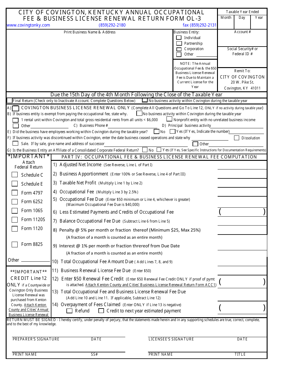 Form OL-3 Download Fillable PDF or Fill Online Annual ...