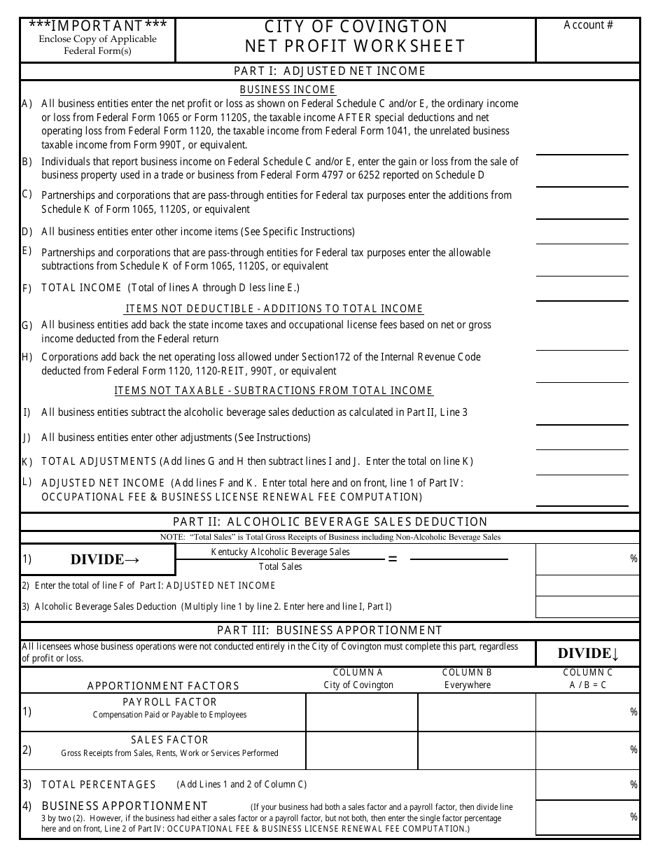 Form OL-3 Annual Occupational Fee  Business License Renewal Return Form - City of Covington, Kentucky, Page 2