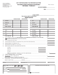Form W-3 &quot;Withholding Tax Reconciliation for Employer's Monthly/Quarterly Returns&quot; - City of Fairfield, Ohio, 2017