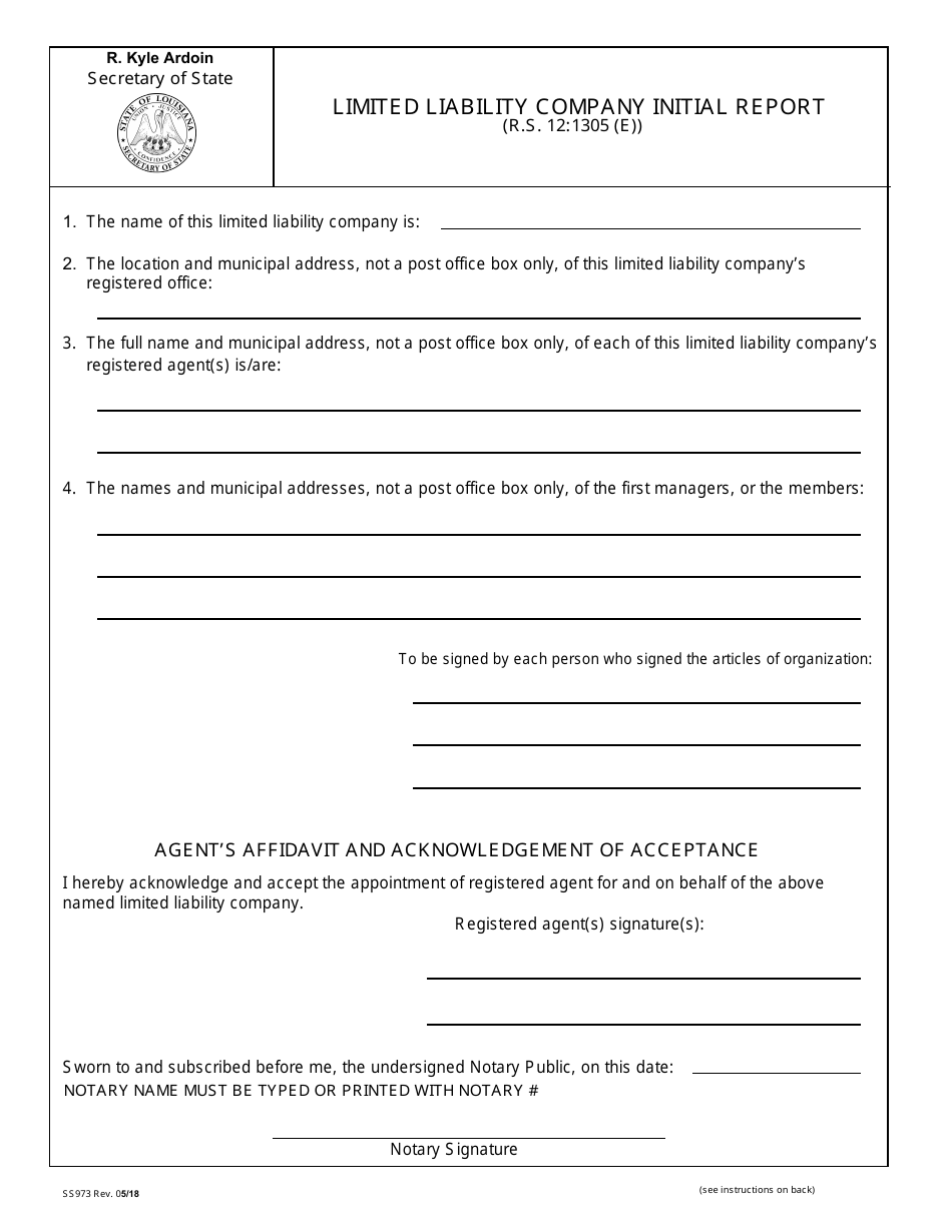 Form SS365 Articles of Organization - Domestic Limited Liability Company - Louisiana, Page 4