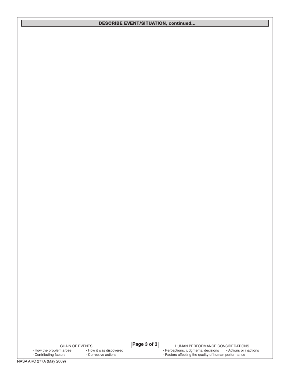 NASA ARC Form 277A Asrs Atc General Report Form, Page 3