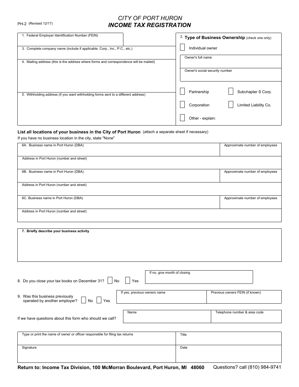 Form PH-2 - Fill Out, Sign Online and Download Fillable PDF, City of ...