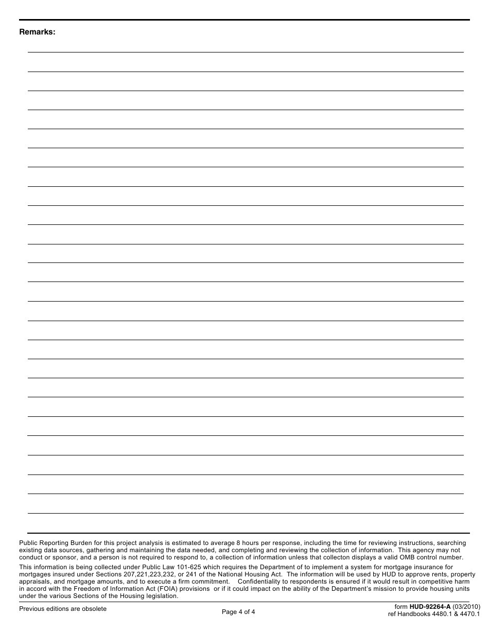 Form HUD-92264-A Supplement to Project Analysis, Page 4