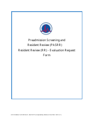 AHCA MedServ Form 004 Part A1 &quot;Preadmission Screen and Resident Review (Pasrr) Resident Review - Evaluation Request Form&quot; - Florida