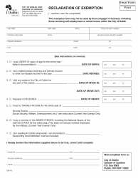 Document preview: Form DIX-16 Declaration of Exemption - City of Dublin, Ohio