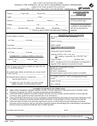 Document preview: Form 585F Request for Approval of Activity Requiring Council Permission - Girl Scouts of Eastern Oklahoma - Oklahoma
