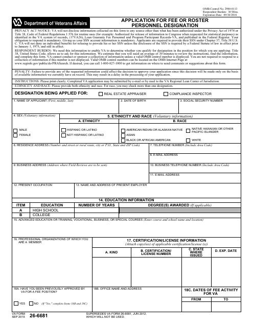 VA Form 26-6681  Printable Pdf