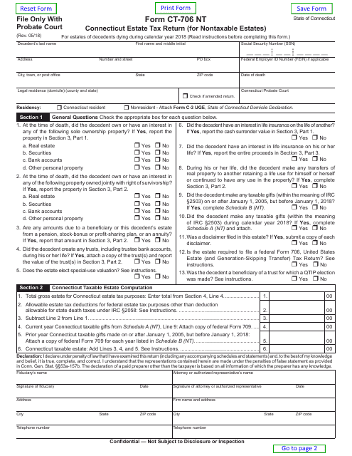 Form CT 706 NT Download Fillable PDF Or Fill Online Connecticut Estate 