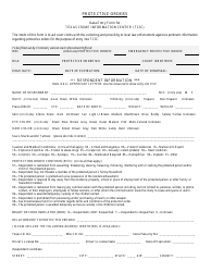 Document preview: Protective Orders Data Entry Form for Texas Crime Information Center (Tcic) - Texas