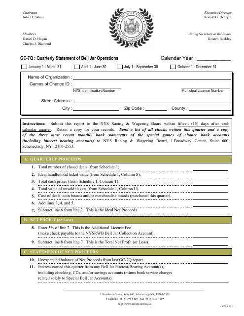 Form GC-7Q  Printable Pdf