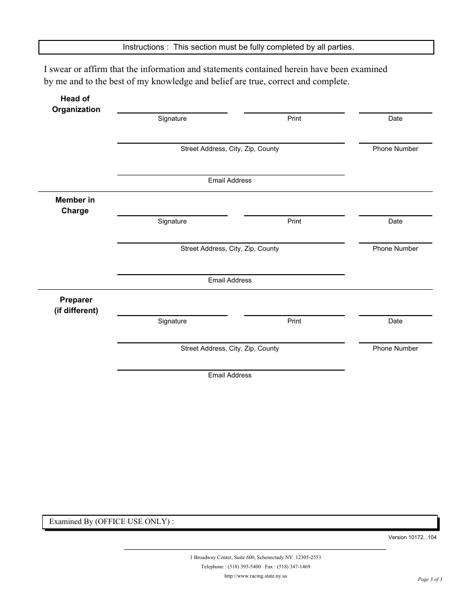 Form GC-7Q Quarterly Statement of Bell Jar Operations - New York, Page 3