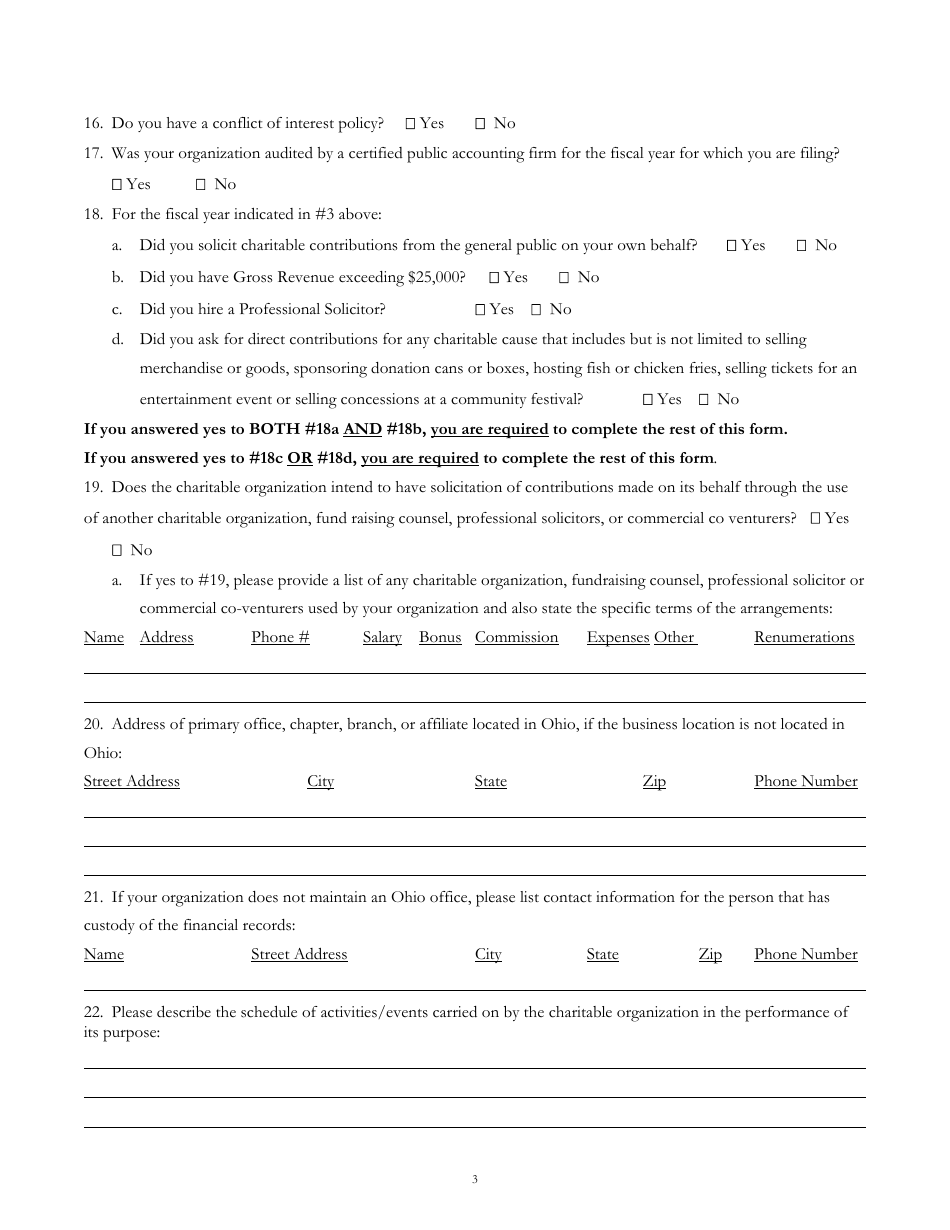 Form CFR-1 Charitable Trust Registration Form and Annual Financial Report - Ohio, Page 3