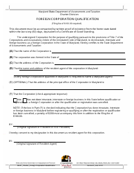 Document preview: Foreign Corporation Qualification Form - Maryland