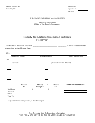 State Form 147/147E Property Tax Abatement/Exemption Certificate - Massachusetts