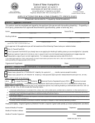 Document preview: Form RDMV130 Application for Walking Disability Privileges - New Hampshire
