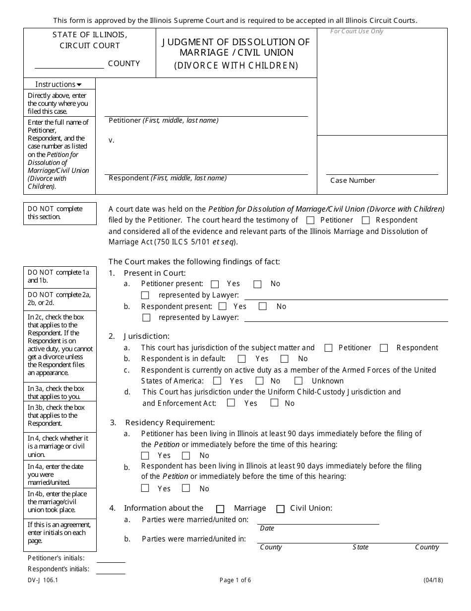 Form DV-J106.1 Download Fillable PDF or Fill Online Judgment of