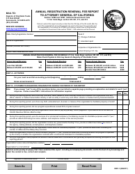 Form RRF-1 Annual Registration Renewal Fee Report to Attorney General of California - California