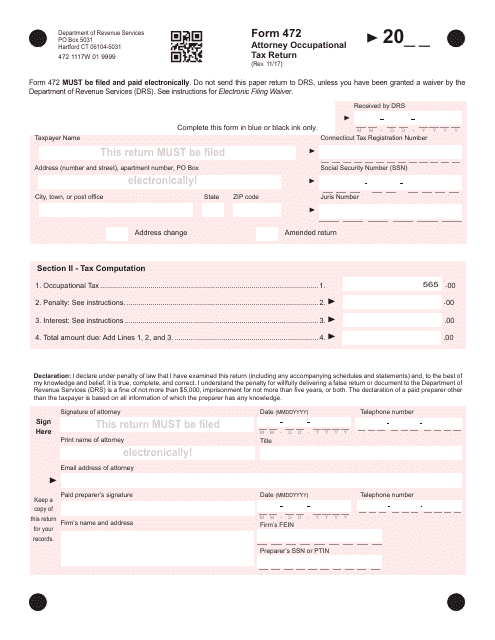 Form 742 Attorney Occupational Tax Return - Connecticut