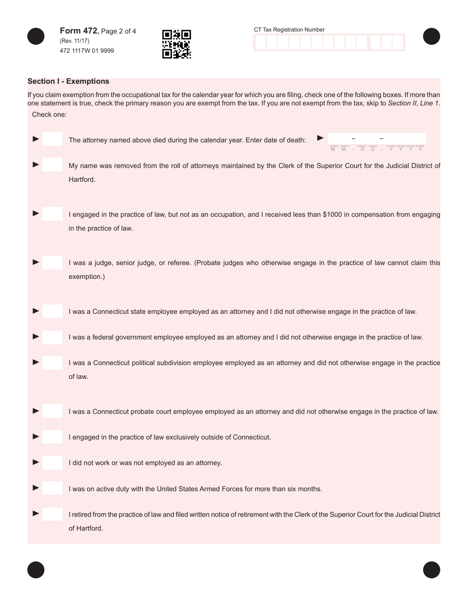 Form 742 Attorney Occupational Tax Return - Connecticut, Page 2