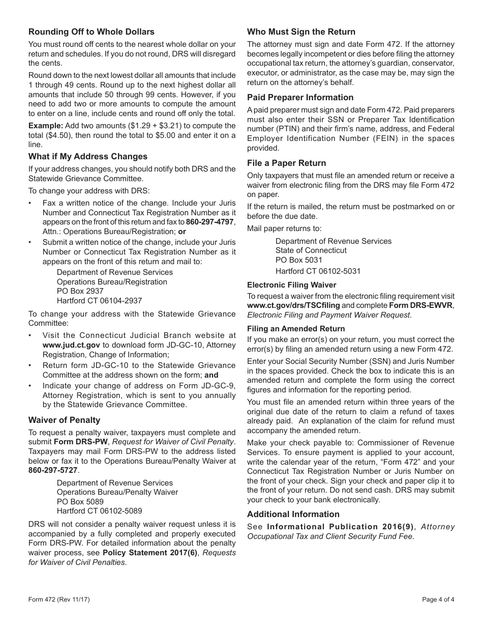 Form 742 Attorney Occupational Tax Return - Connecticut, Page 4