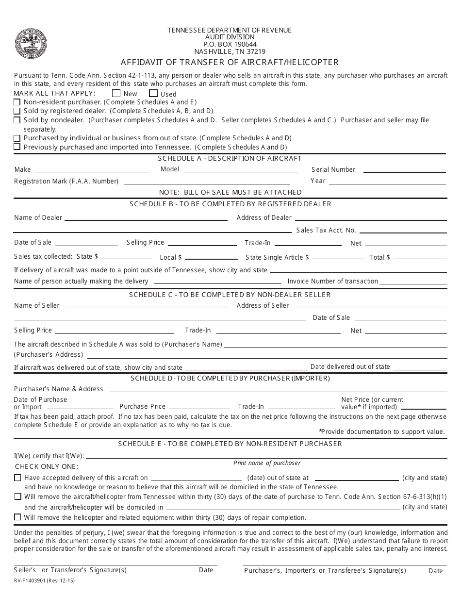 Form RV-F1403901 - Fill Out, Sign Online and Download Printable PDF ...