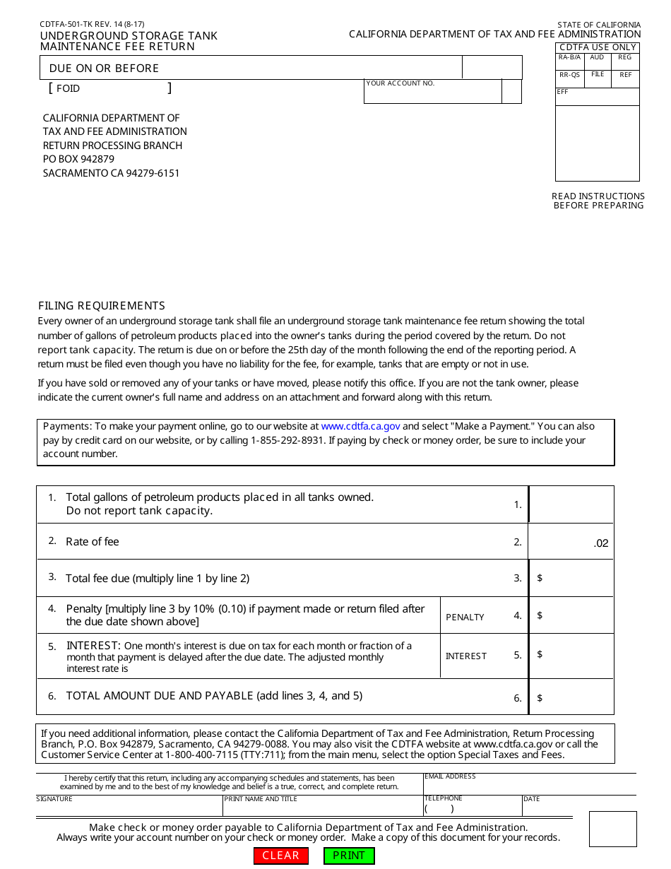 Form CDTFA501TK Fill Out, Sign Online and Download Fillable PDF