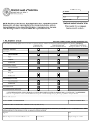 Form SFN13015 Reserve Name Application - North Dakota